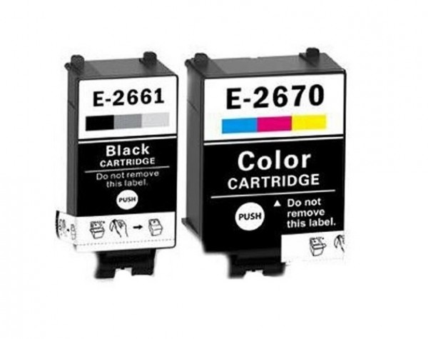 Kompatibles Druckerpatronen-Set wie Epson T2661 schwarz, black und T2670 color