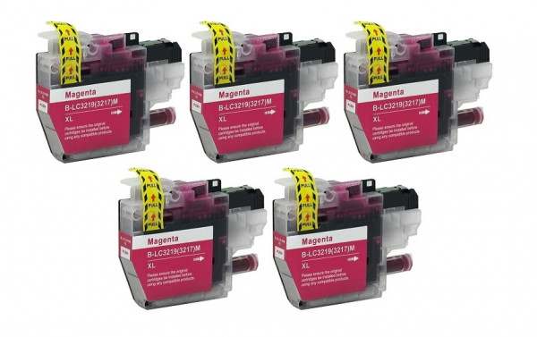 5 x kompatible Druckerpatrone Brother LC-3219 XL-M Magenta, LC3219XLM