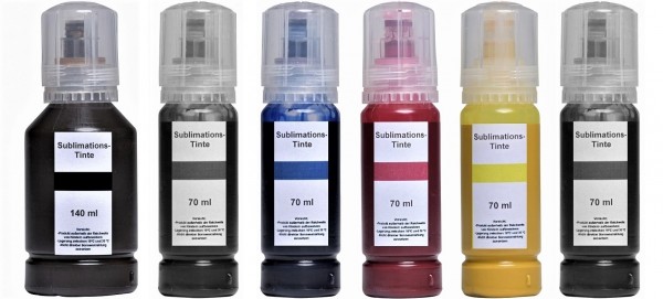490 ml Sublimationstinte schwarz, cyan, magenta, gelb, grau, photoblack für Epson Ecotank 114