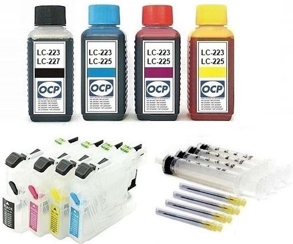 Wiederbefüllbare QUICKFILL-FILL-IN Patronen wie Brother LC-223, LC-225 + 400 ml OCP Tinten