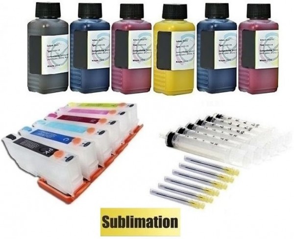 Wiederbefüllbare QUICKFILL-FILL-IN Patronen wie Epson T24 XL + 600 ml Dye-Sublimationstinten