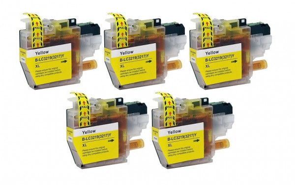 5 x kompatible Druckerpatrone Brother LC-3219 XL-Y Yellow, Gelb, LC3219XLY
