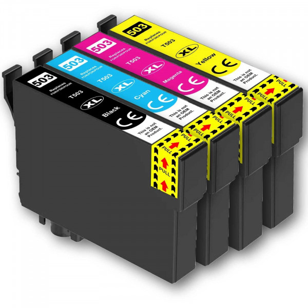 Kompatibles Druckerpatronen Set wie Epson 503, 503XL Schwarz, Cyan, Magenta, Gelb - XXL Füllmengen