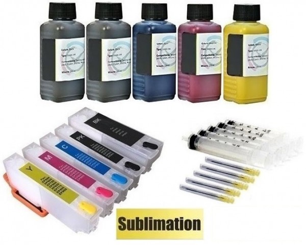 Wiederbefüllbare QUICKFILL-FILL-IN Patronen wie Epson T33 XL + 500 ml Dye-Sublimationstinte
