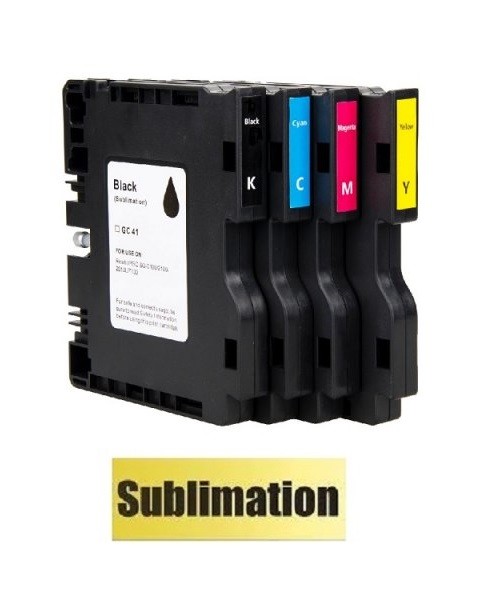 Druckerpatronen-Set wie Ricoh GC-41 black, cyan magenta, yellow mit SUBLIMATIONSTINTE